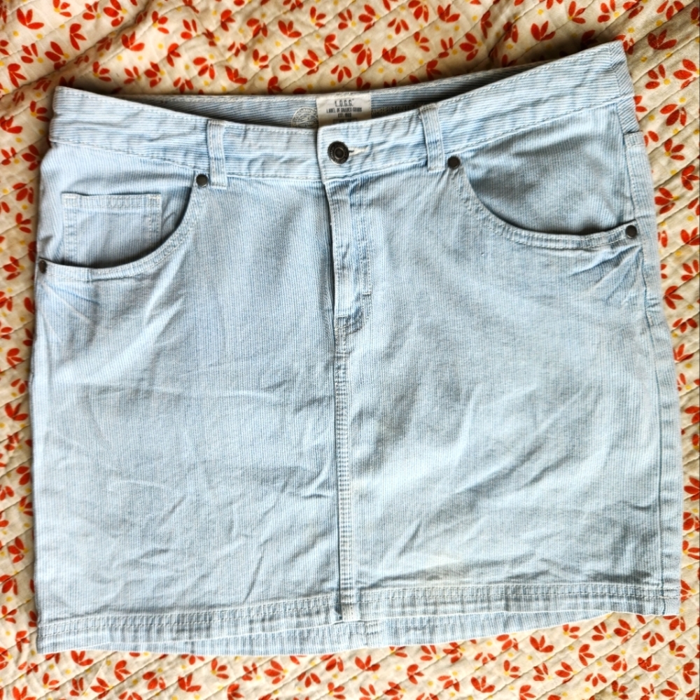 L.O.G.G. Blue and White Pinstripe Denim Skirt